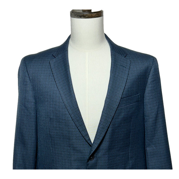 Tommy Hilfiger Blazer Mens 42R Blue Plaid Jacket Sport Coat 2 Button